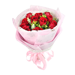 鲜花/浪漫心情: 11枝红玫瑰
 [包 装]：浅粉色牛油纸，搭