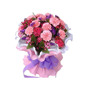鲜花/母爱深深:20支粉色康乃馨
包 装:白色、粉色卷边纸精美包装