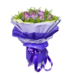 鲜花/紫色心迹: 11枝紫色玫瑰独立包装
 [包 装]：紫色纱
