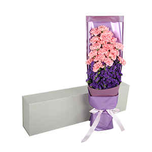 鲜花/温柔的笑脸: 19支粉色康乃馨
 [包 装]：长方形高级包