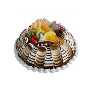 蛋糕/漫天心:圆形鲜奶水果蛋糕，各式水果装饰
包 装:购买蛋糕附