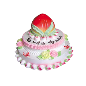 蛋糕/寿山福海: 三层鲜奶蛋糕,上层做成蟠桃。
 [包 装]：